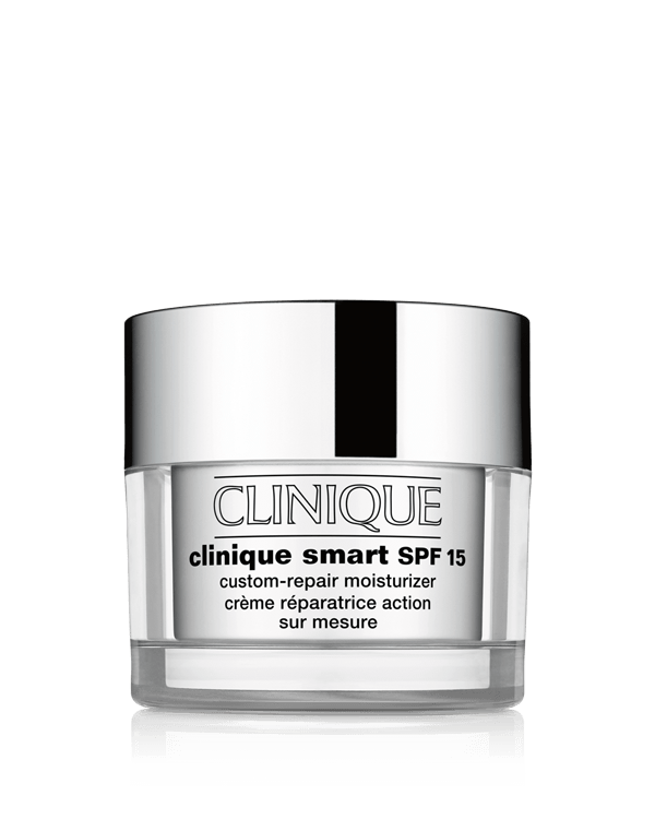 Denní krém Clinique Smart™ SPF 15 Custom-Repair Moisturizer, Náš chytrý denní hydratační krém, který opravuje známky stárnutí pleti a chrání ji pomocí ochranného faktoru SPF 15.